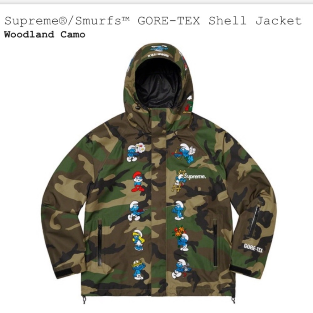 Supreme jacket smurfs collab